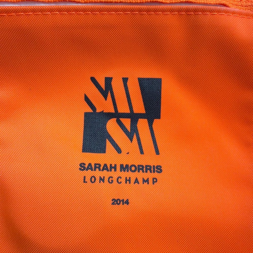 Longchamp Orange Tote with Black Trim and Handles - Picture 6 of 8